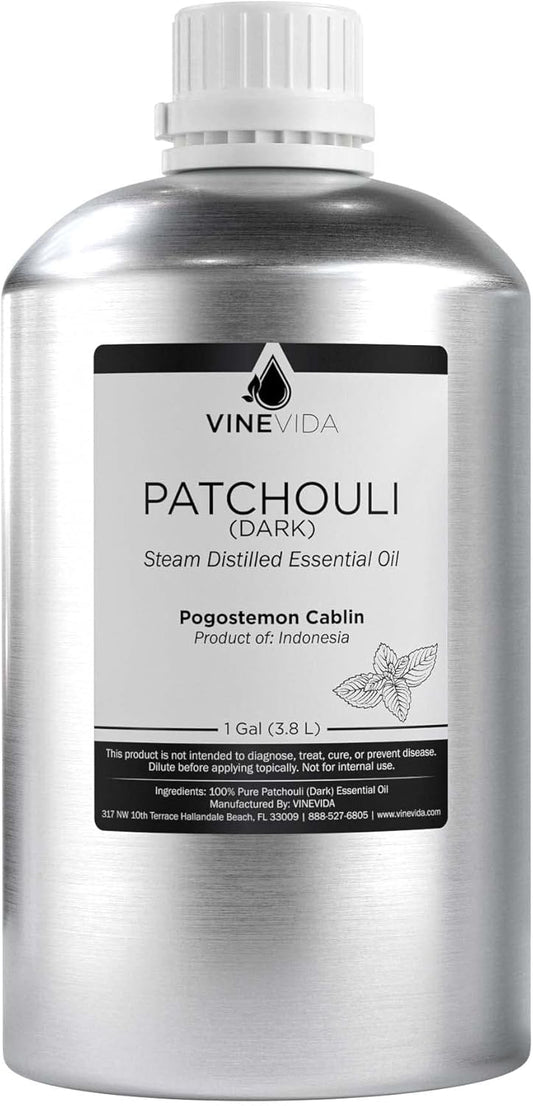 VINEVIDA Patchouli Essential Oil - Gallon Undiluted Bulk for Soap Making Safe Skin DIY Candle Scents Candlemaking 8 lbs Oil,32GALV-OBP-PAT-30P-GAL