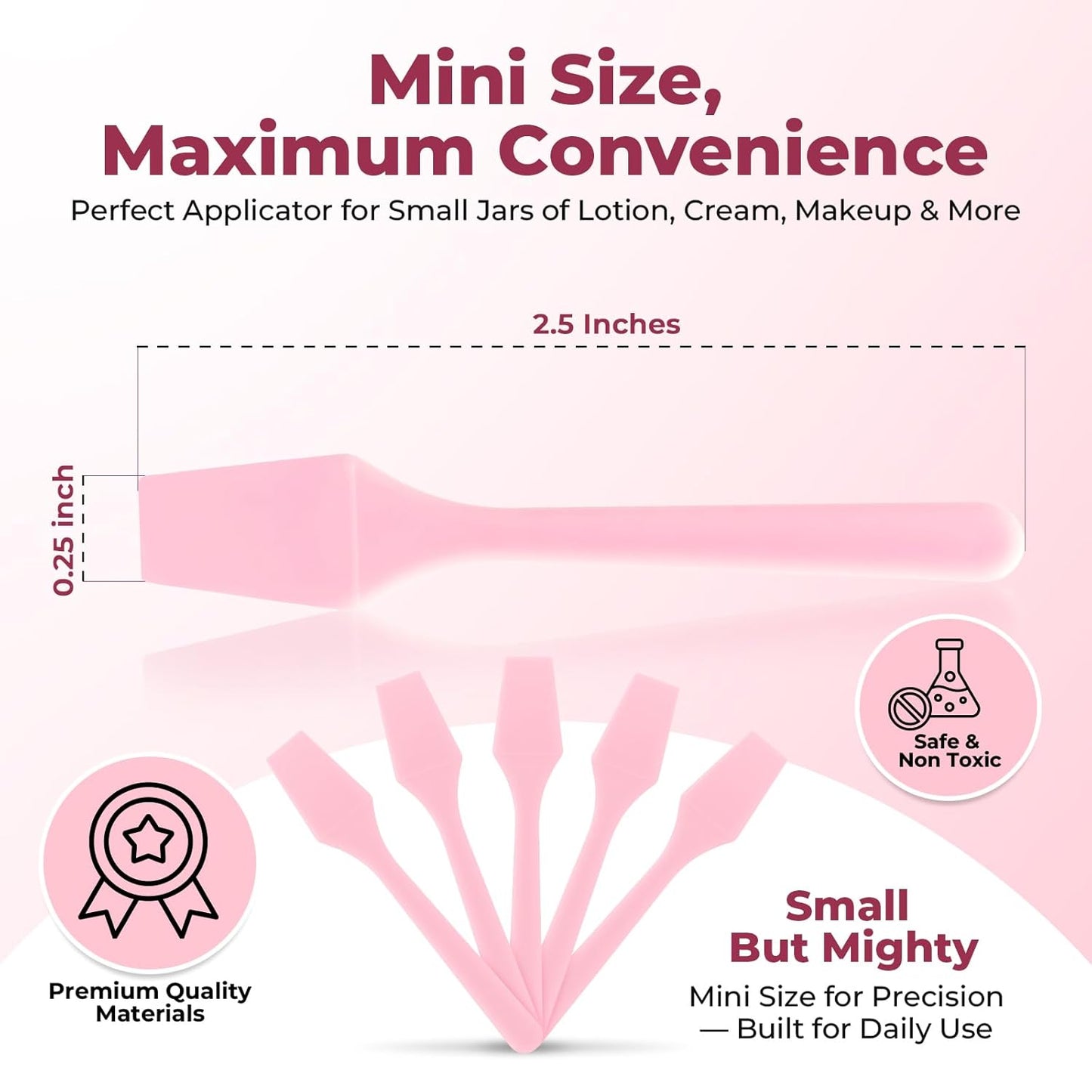 Mini Face Cream Spatula (2.5", 500 Pack) - Small Lotion Spatula Tool for Skincare, Creams & Crafts | Skincare Applicator for Mixing, Cosmetic, Face Mask | Disposable Makeup Paddles | Pink