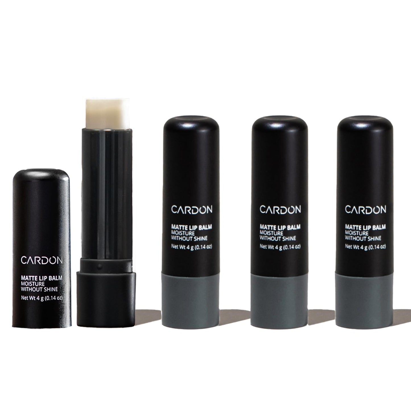 Cardon Lip Balm for Men - Matte Finish, Anti-Shine - Deeply Hydrating Lip Moisturizer for Dry, Chapped Lips that Smooth and Soothes with Korean Formulation - 4 Pack