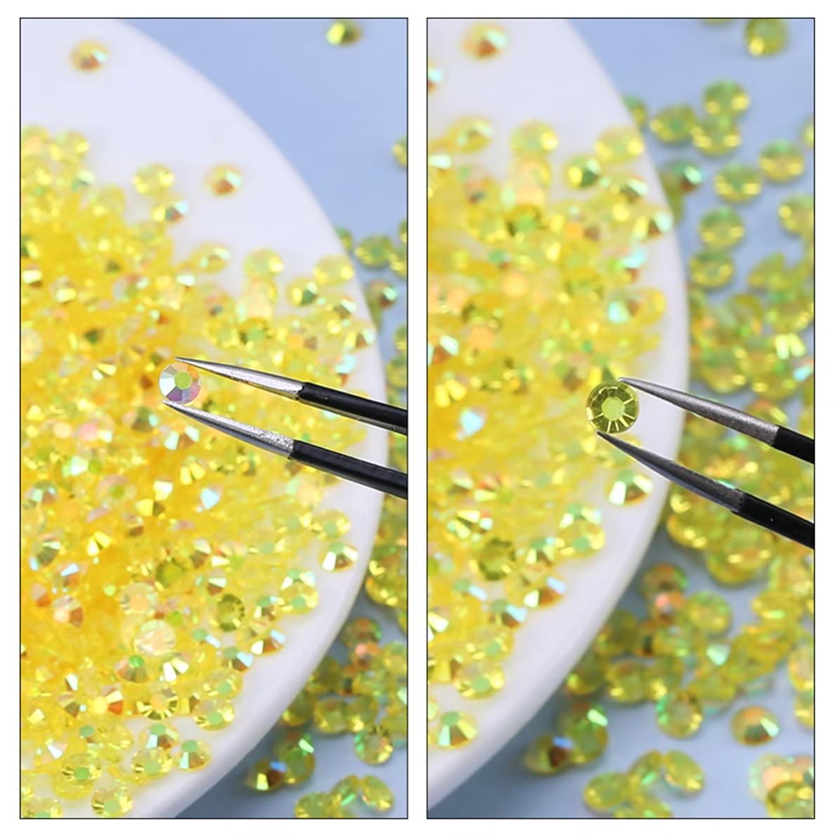 2250 Pcs SS16 4mm AB Flatback Rhinestones for Nails Art Crafts Transparent Glitter Round Gems Goldens DIY Clothes Shoes(Clear Golden Yellow AB)