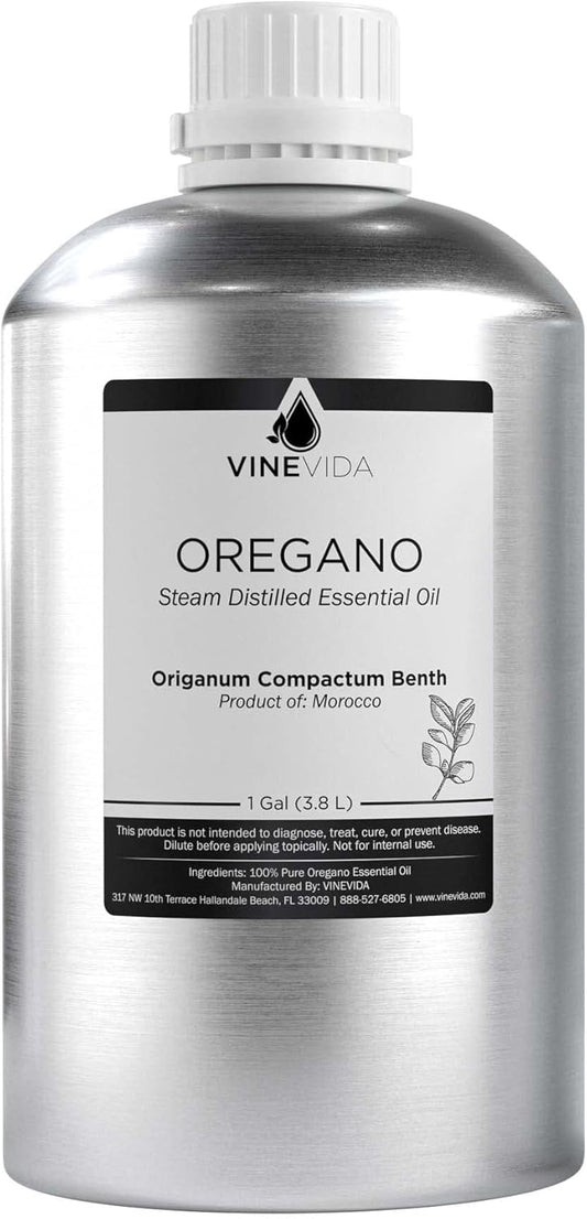 VINEVIDA Oregano Essential Oil - Gallon Oregano Oil Undiluted - Bulk Gallon Essential Oil for Soap Making Safe for Skin - DIY Candle Scents for Candlemaking Scents - 8 lbs Oregano Oil
