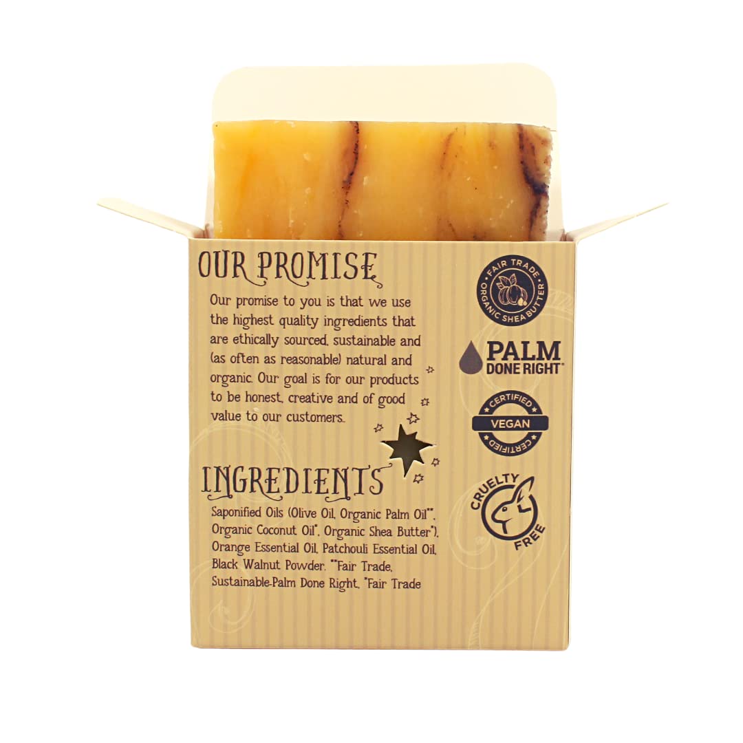 Varina Natural Burnt Orange Patchouli Bar Soap - Gentle Cleansing for Sensitive Skin, Earthy Scents - 3 Pack