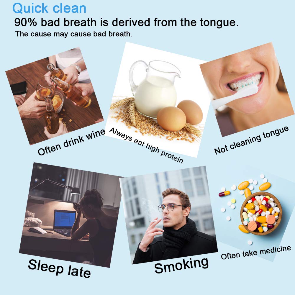 New Version Tongue Scraper Cleaner for Adults & Kids, Medical Grade Metal Tongue Brushes Set for Fresh Breath Dental Eliminate Bad Breath in Seconds (Black)