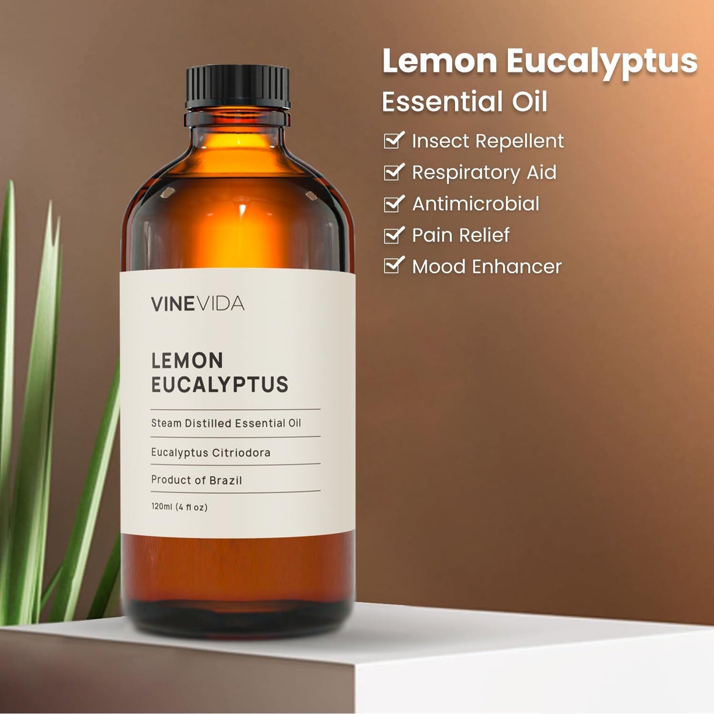 VINEVIDA Lemon Eucalyptus Essential Oil 4 oz - Undiluted - 120ml