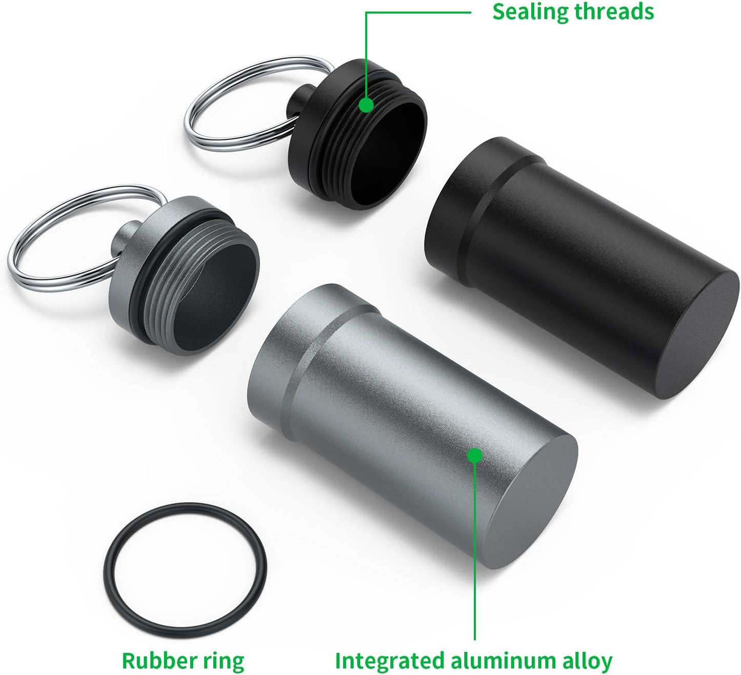 Portable Ear Plug Carrying Case, Urekt Waterproof Metal Earplug Case Keychain Container Holder（2 Pack）