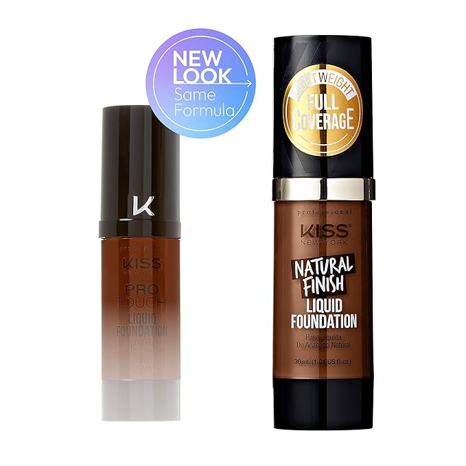 Kiss New York Professional Liquid Foundation - Lightweight and Hydrating Formula, Natural Finish, Control Shine, Cover Pores, Medium to Full Coverage, Green Tea Extract (Rich Mahogany)