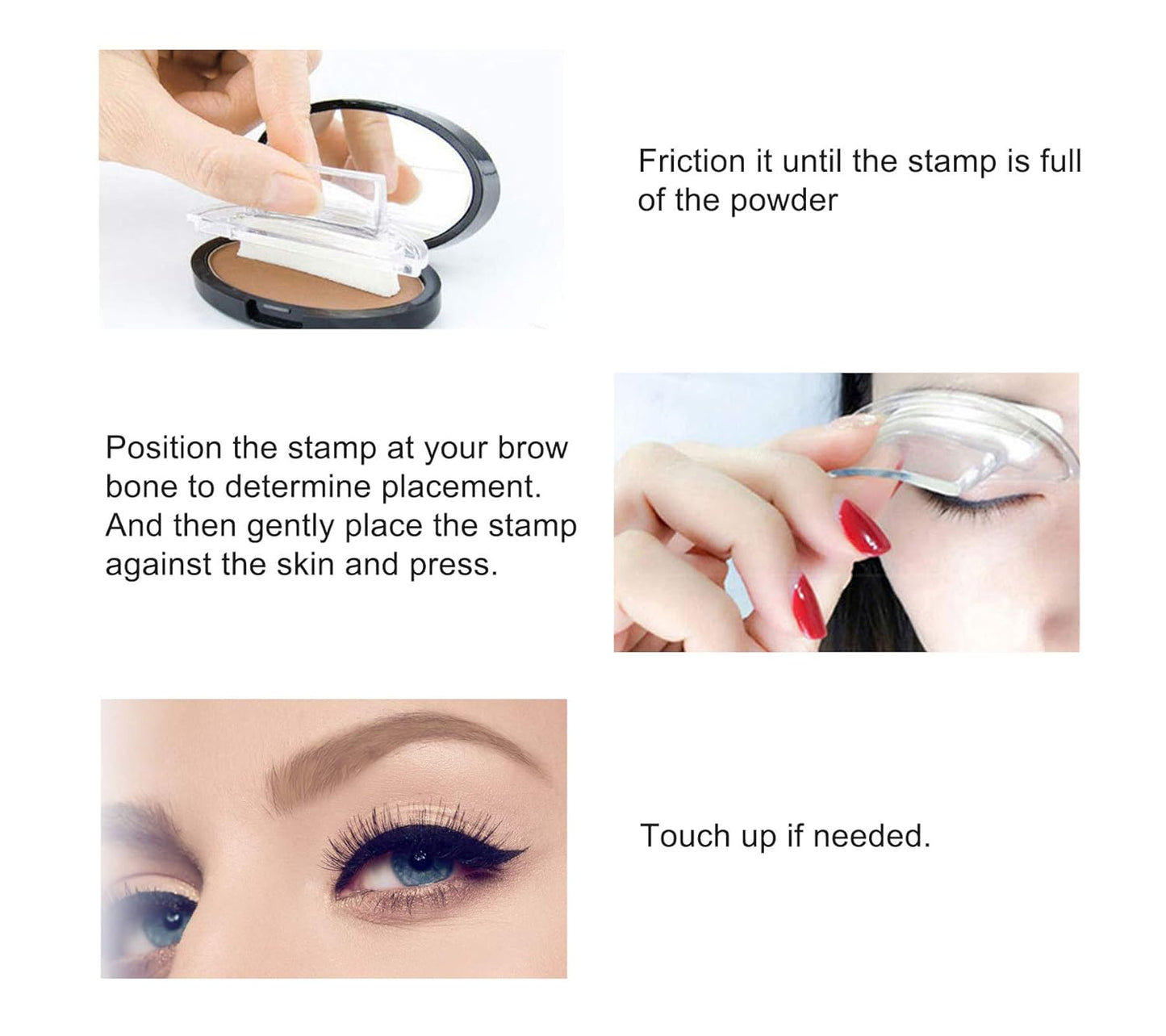 Boobeen Eyebrow Seal Stamp Powder - Waterproof 3 Seconds Eye Make Up Nature Coloring Kit - Creates Natural Looking Brows for Makeup Beginners