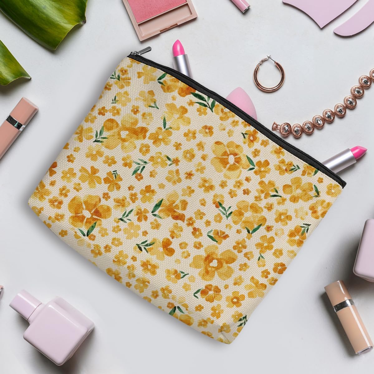 3pcs Colorful Flower Makeup Bag, Retro Botanical Flower Cosmetic Bag, Christmas Wedding Anniversary Birthday Friendship Gifts for Women Girls Best Friends Sister Bestie Grandma Travel Toiletry Bag