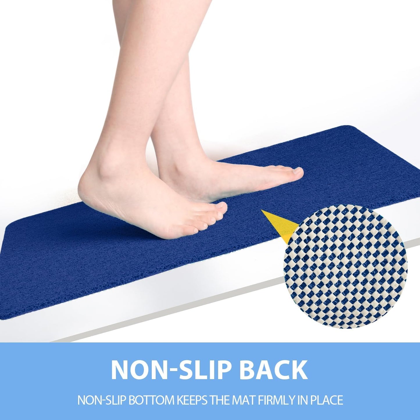 Non-Slip Bathtub Mat, Anti Slip Shower Mat, Fast Drying Bathtub Mats, Foot Scrubber Mat, Anti Slip Mat for Tub, Floor, Bathroom, Kitchen, Home, Hotel (Navy Blue 40"×28")