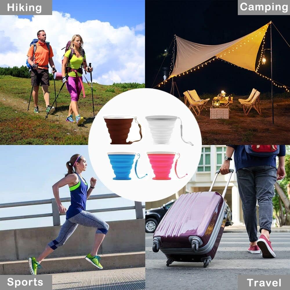 Silicone Collapsible Cups for Camping Travel,Small Portable Backpacking Camping Cup for Outdoor,Reusable Folding Travel Cup,270ml,Graduated(Transparent)