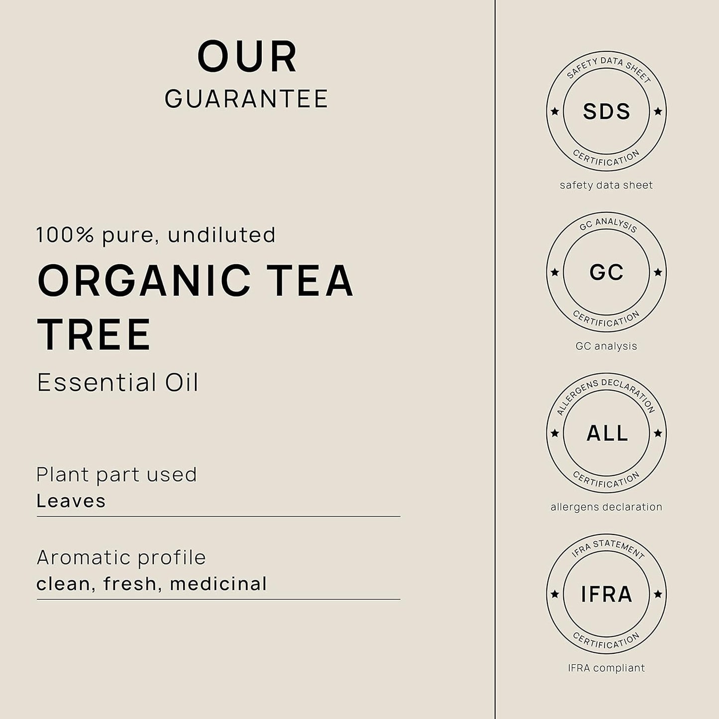 VINEVIDA Organic Tea Tree Essential Oil 32 oz - Undiluted Candle Scent DIY Scents for Candlemaking Bulk Soap Making,32GALV-OBP-ORG-TEA-32