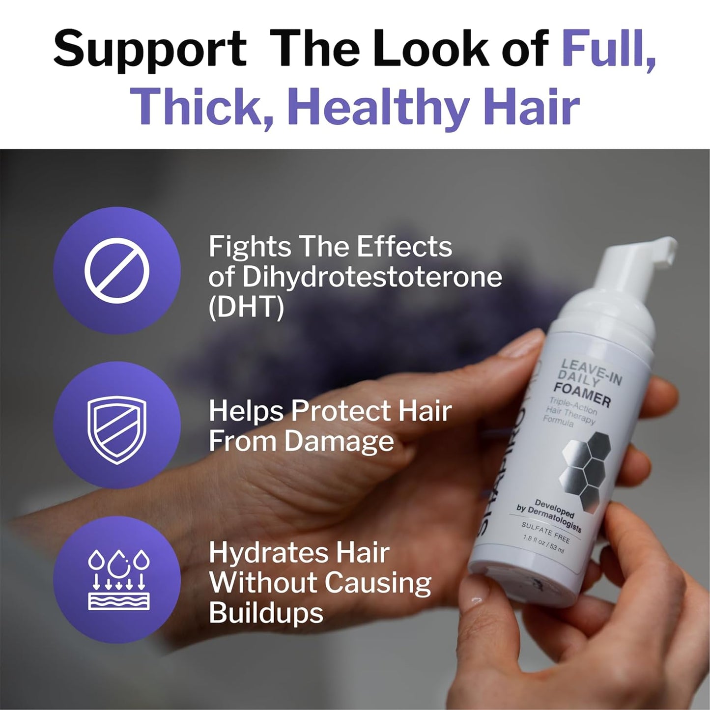 Shapiro MD Hair Growth Experts Leave-In Daily Foam, DHT Fighting Vegan Formula for Thinning Hair Developed by Dermatologists, Experience Healthier, Fuller & Thicker Looking Hair, 1 Month Supply