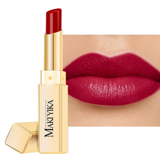 MAKI YIKA Moisture Burgundy Lipstick for Women Hydrate Lip Balm for Dry Cracked Lips Weightless Glossy Lip Color Juicy Finish,MA061 Red Tone
