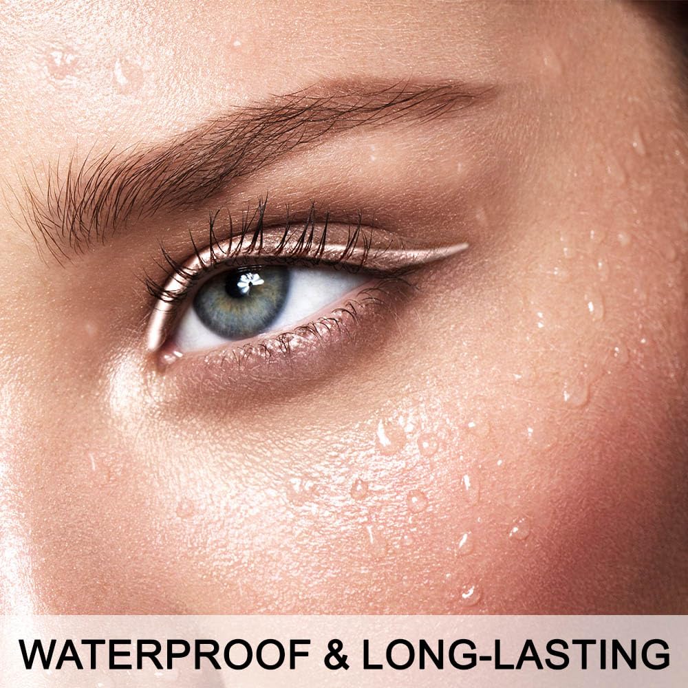 evpct 2Pcs Nude Color Gel Glitter Eyeliner Pencils Set for Women Waterline Waterproof Smudge Proof lapiz de ojos delineador de ojos contra el agua Eye Liner Makeup