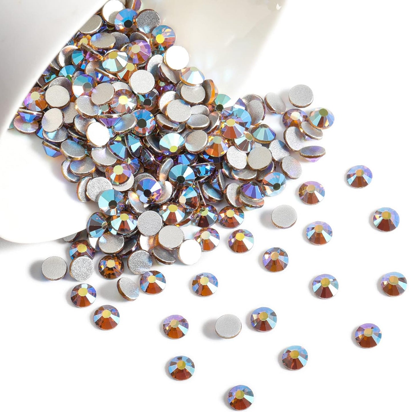 beadsland 1440 Pieces Flat Back Crystal Rhinestones Round Gems,Lt.Colorado Topaz AB,SS20,4.6-4.8mm