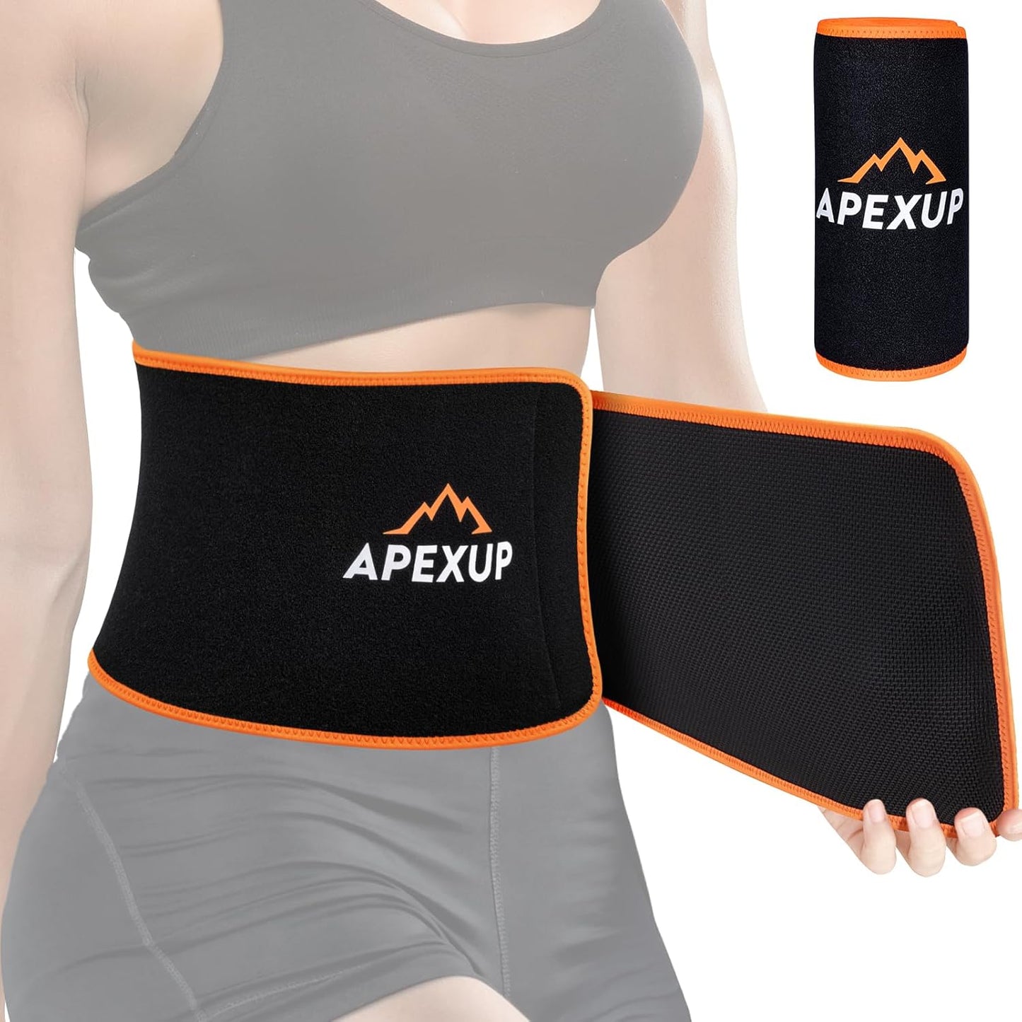 APEXUP Sweat Waist Trainer for Women and Men, Neoprene Waist Trimmer Belt Slimming Sweat Band with Removable Lumbar Support