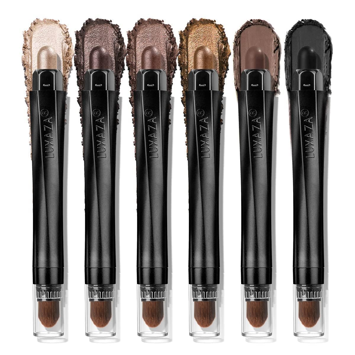 Brown Eyeshadow Stick Makeup 6PCS Set, Neutral Eyeshadow Palette Metallic Shimmer Matte Cream Eye Shadow Eyeliner Brightener Pencil Crayon - TAUPE MAUVE