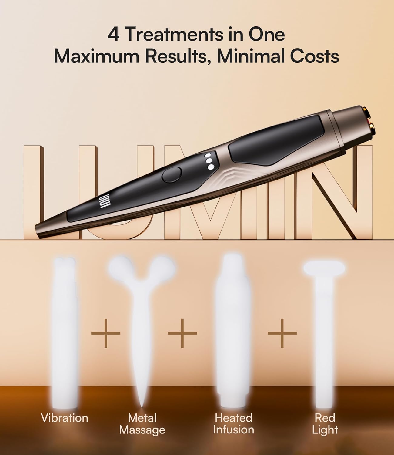 INIA Under-Eye Red Light Therapy for Face, 4-in-1 Beauty Device with Heat, Vibration, Massage & Red Light for Dark Circles, Puffiness & Skin Firming – Enhances Skincare Routine