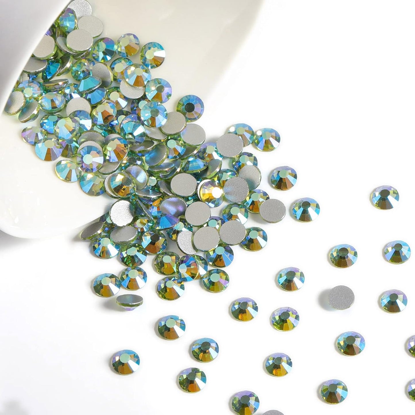 Beadsland 1440 Pieces Flat Back Crystal Rhinestones Round Gems,Peridot AB,SS12,3.0-3.2mm