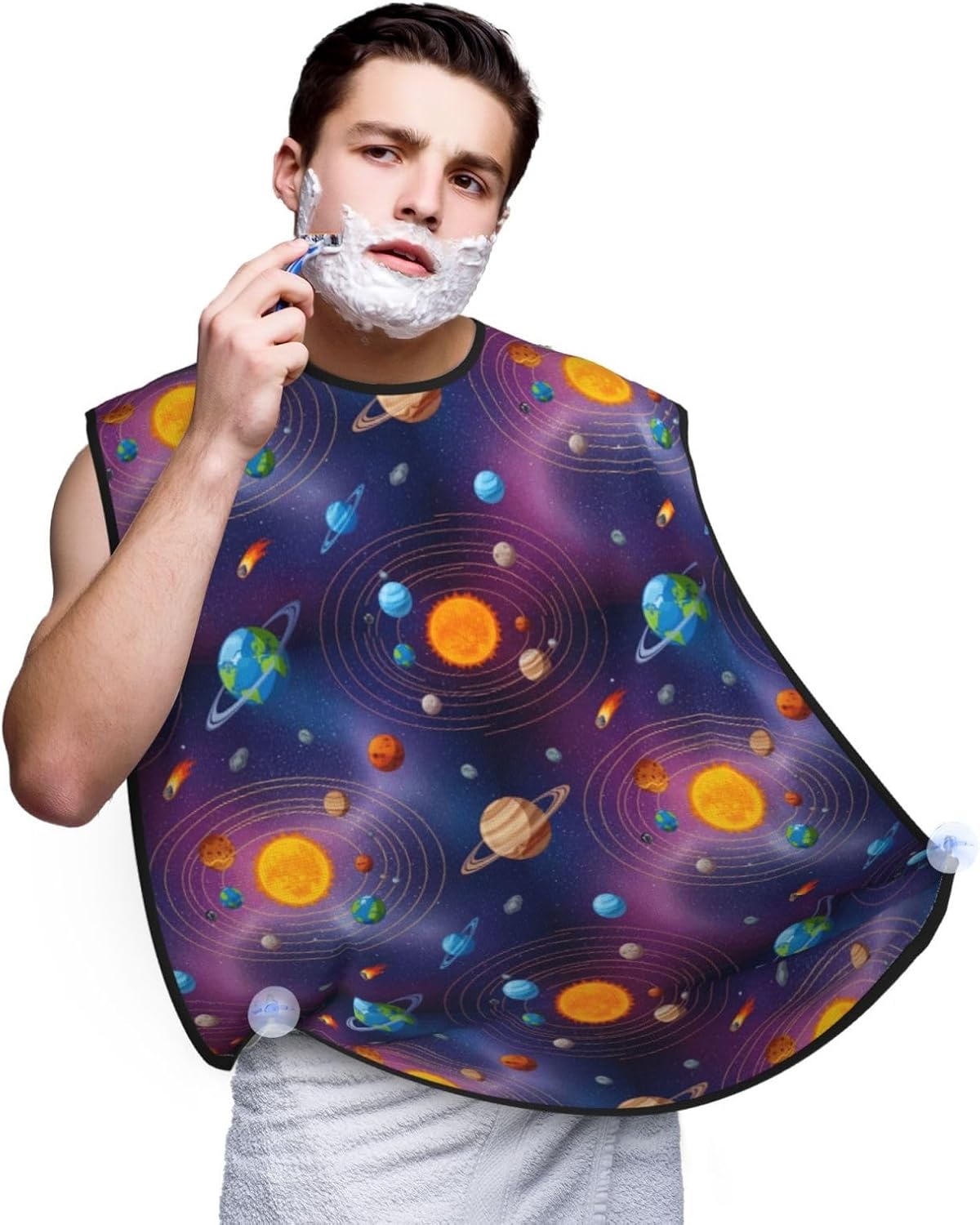 Men's Beard Maintenance Apron, Waterproof & Easy Clean, Galaxy Space Planet Solar System