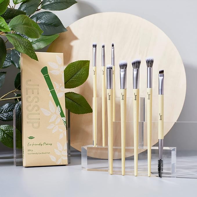 Jessup Eyeshadow Brush Set 8pcs Eye Makeup Brushes Premium Cruelty-Free Eyeshadow Blending Concealer Eyebrow Eyeliner Spoolie Brush Kit T328