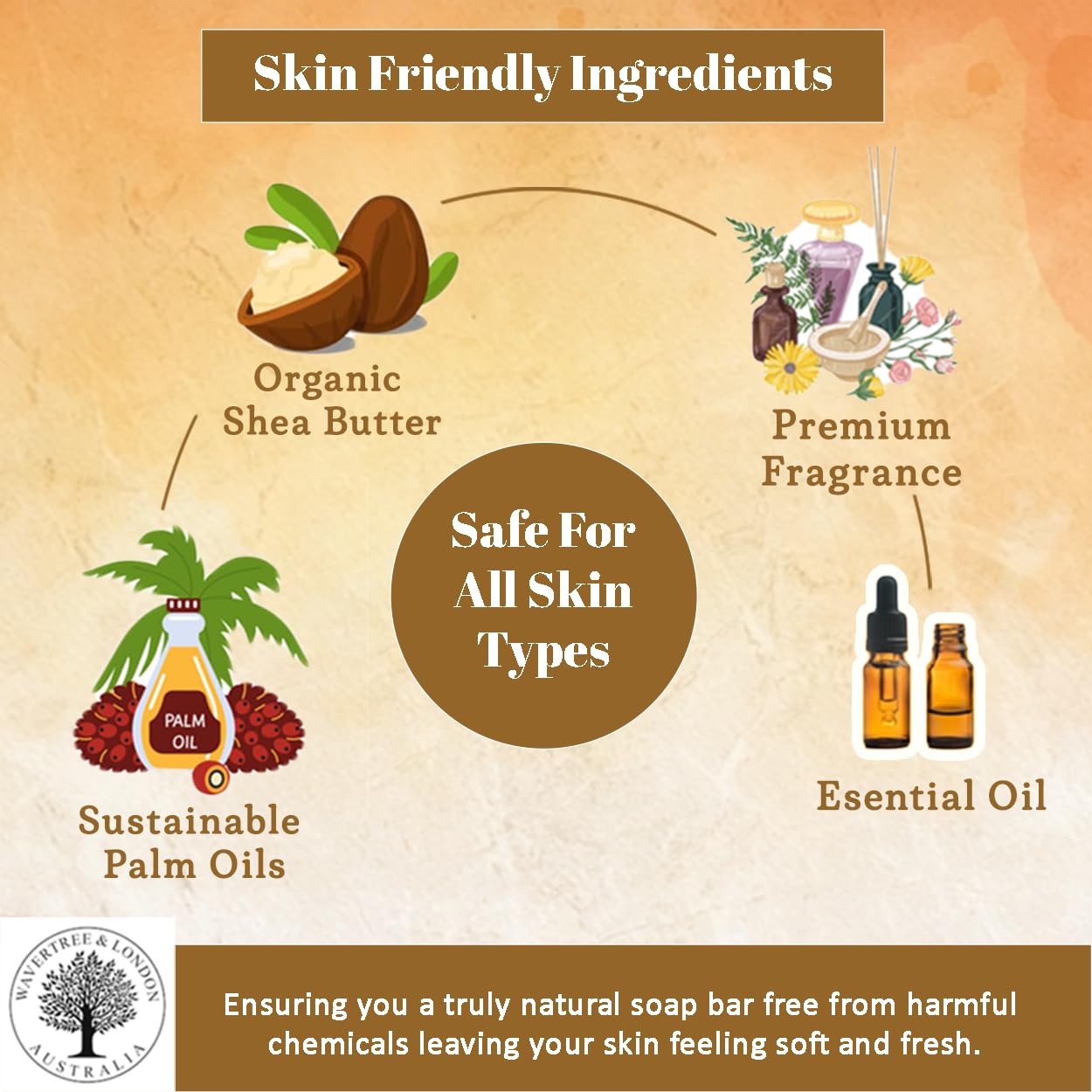 Wavertree & London Vanilla, Cedarwood & Cinnamon Scented Natural Soap (8 Bars), 7oz Moisturizing French Triple Milled Soap Bars enriched with shea butter, Plant Oil Bath & Body Bars for All Skin Types