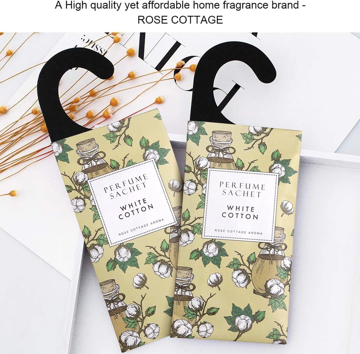 Large 12 Packs White Cotton Hanging Closet Deodorizer Air Freshener Long Lasting Scented Sachets Smell Goods for House