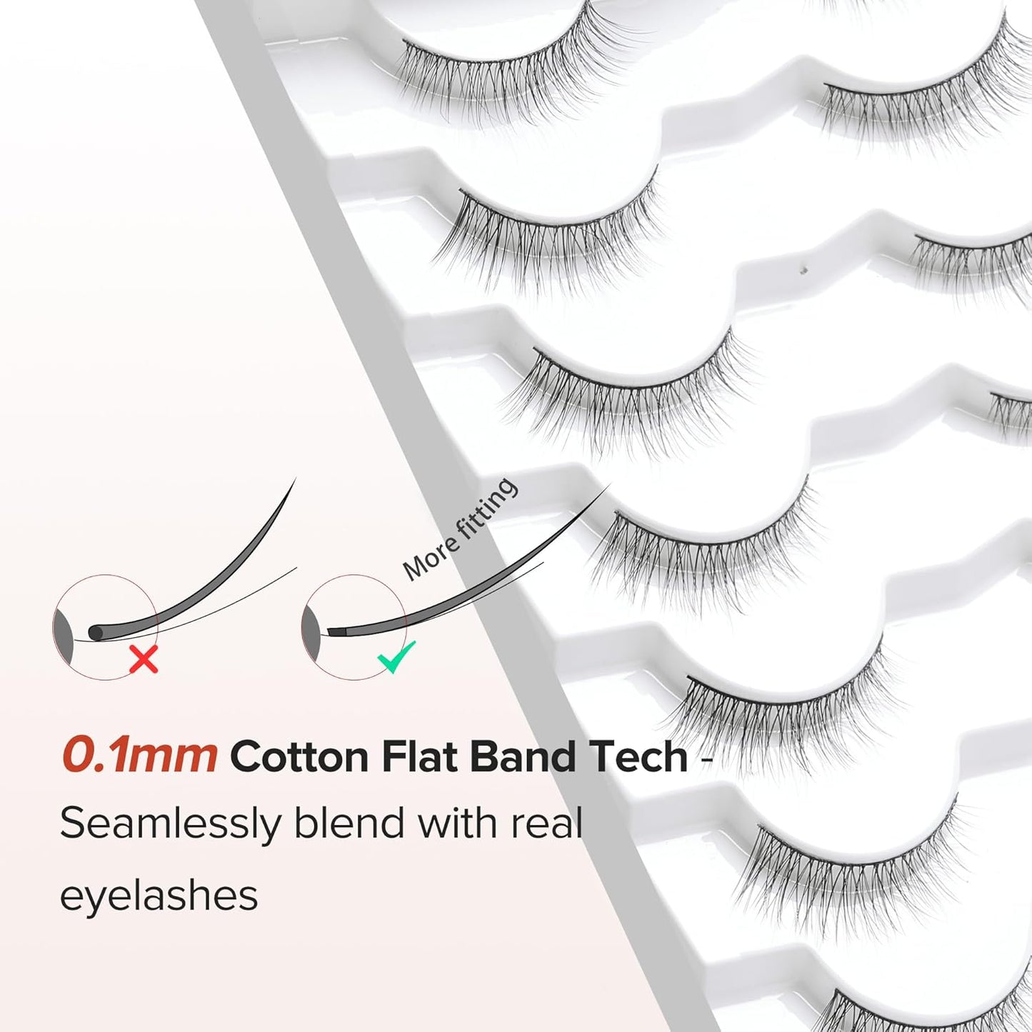 Natural Lashes Eyelashes Wispy Cat Eye Lashes with Thin Band 10mm Short Eyelashes 3D Volume Siligli C Curl Natural Eyelash 7 Pair