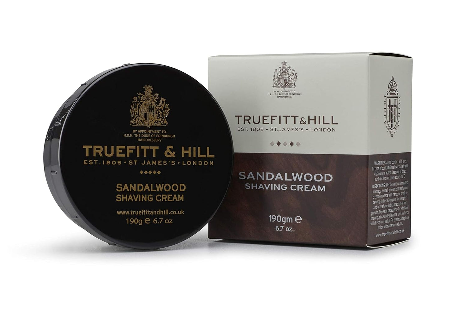Truefitt & Hill Shaving Cream Bowl - Sandalwood - Premium Glycerin-Based Lather, Smooth Glide, and Hydration for a Luxurious Shave - 6.7 oz.
