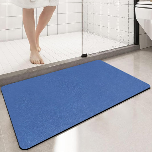 Diatomaceous Earth Bath mat Bathroom Rugs Super Absorbent Quick Dry Non Slip Bath Mat Thin Bathroom Floor Mats Fit Under Door-Shower Rug for in Front of Bathtub Shower, Blue, 19.6"x31.5"