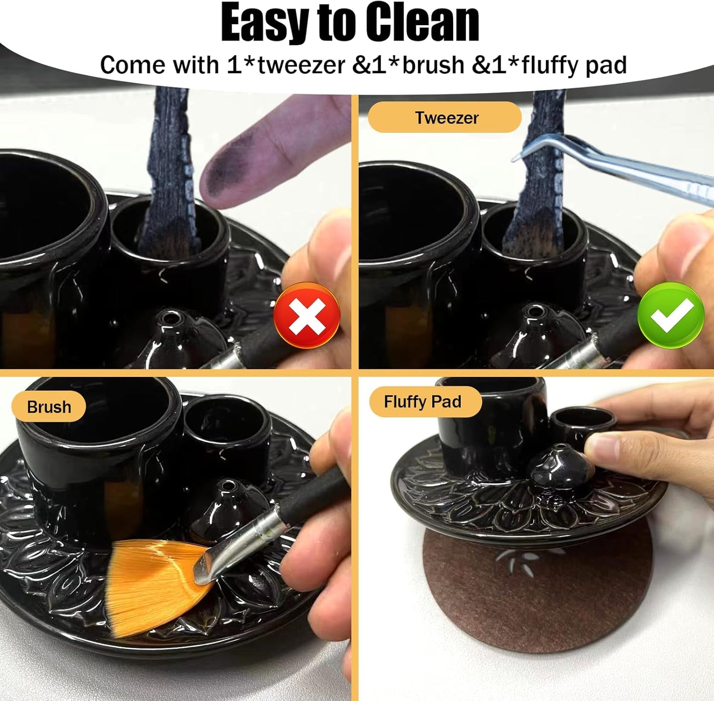 Palo Santo Holder - 4 in 1 Incense & Candle Holder - Ceramic Incense Holder Ash Catcher Tray for Meditation Room - Easy to Clean