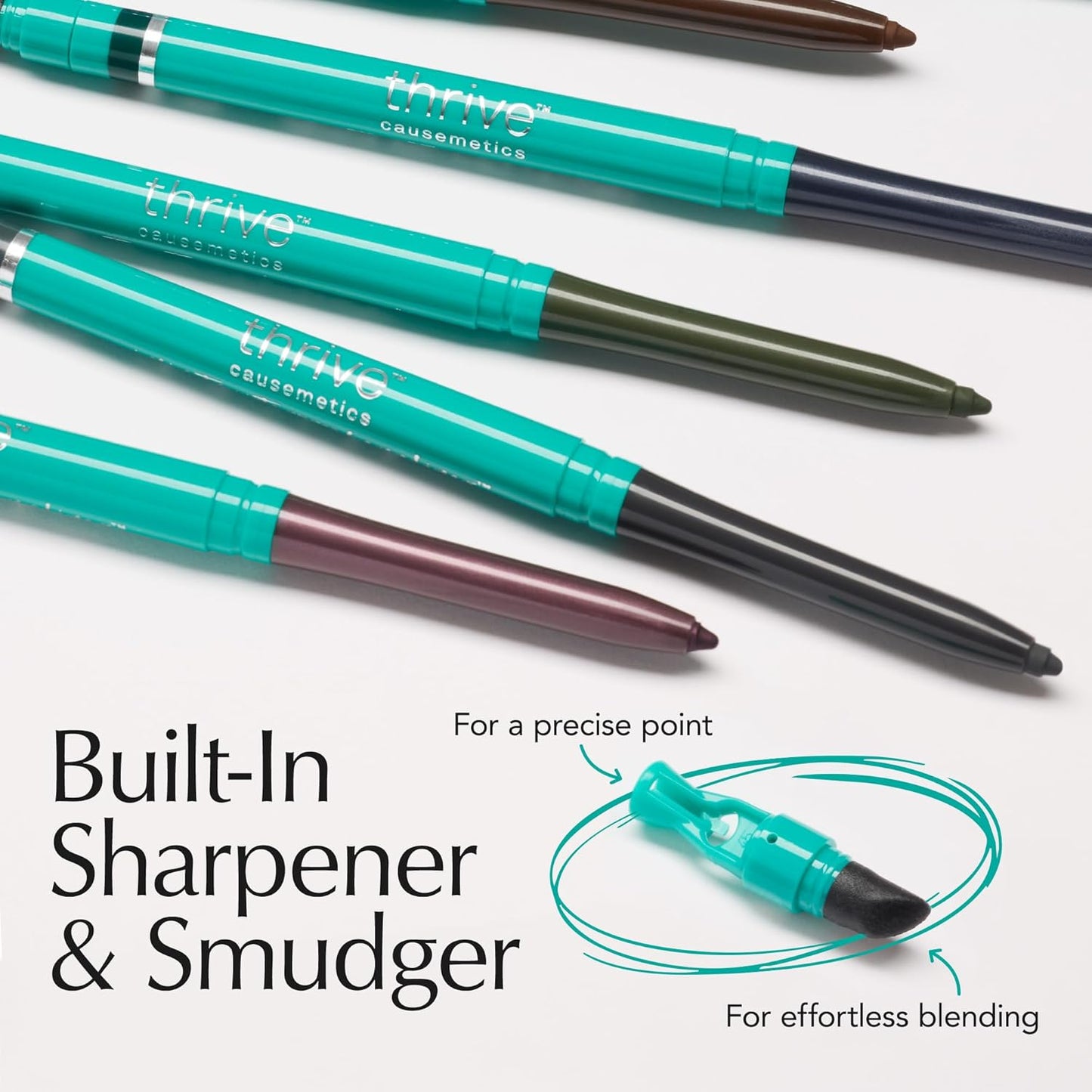 Thrive Causemetics Infinity Waterproof Eyeliner Pencil, Built In Sharpener & Smudge Tip, Long Lasting, Smudge Proof, Hyaluronic Acid & Shea Butter, Vegan, Cruelty Free, Nalie (Chocolate Brown Shimmer)