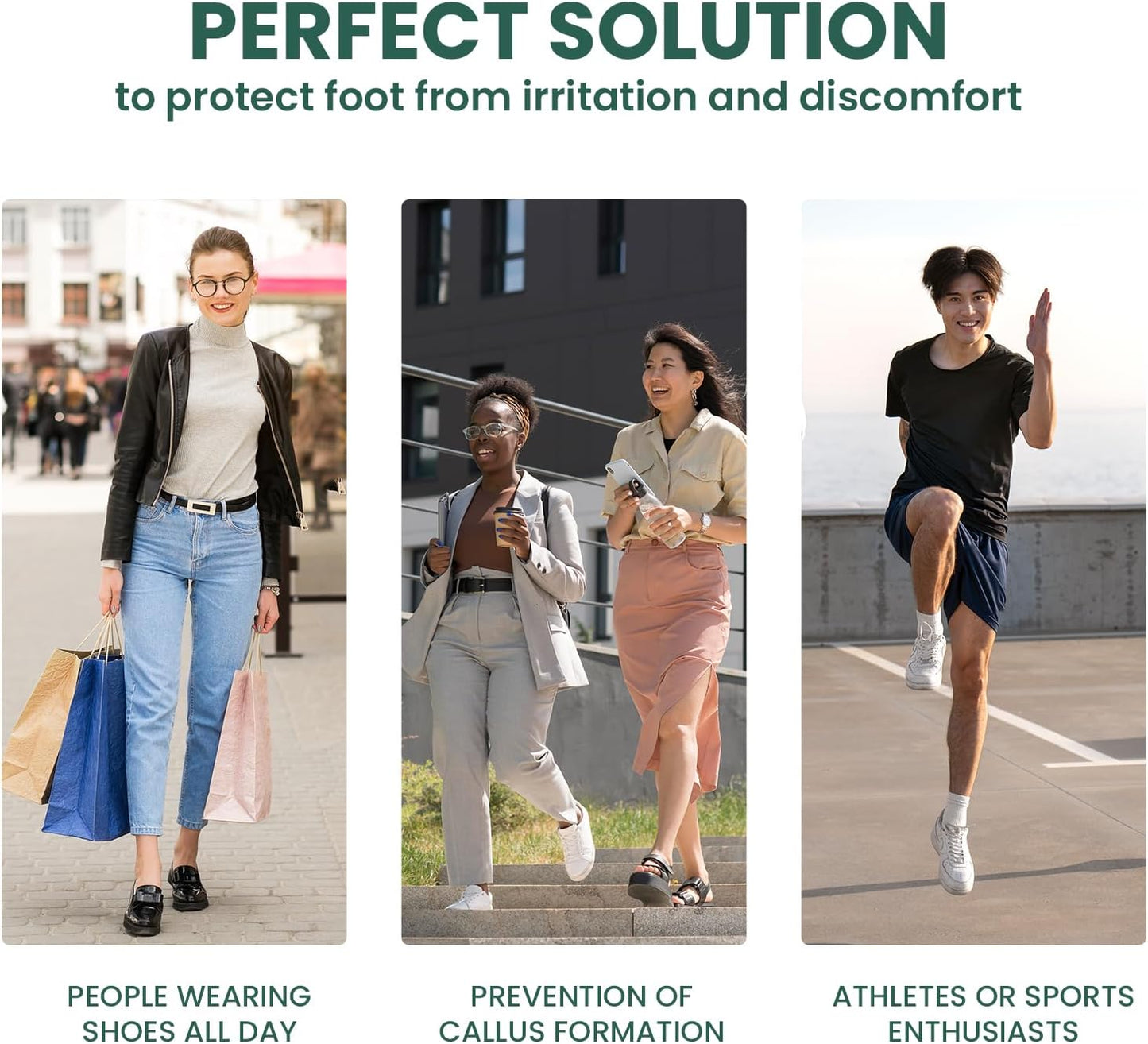 Welnove Moleskin Adhesive Pads for Feet,Blister Bandages for Feet, Mole Skin Patch for Feet Heels, Skin Tape Stickers for Feet - 16 Sheets of 4 Shapes