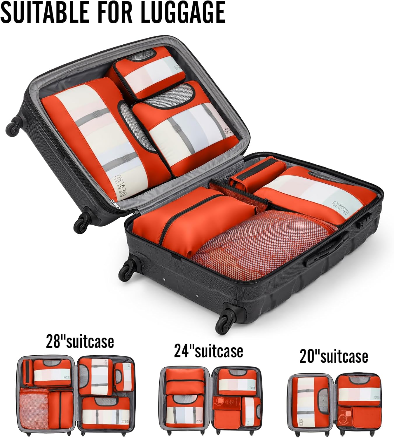 Veken 10 Set Packing Cubes for Travel Essential, Suitcase Organizer Bags in 4 Sizes, Carry-On Luggage Accessories with Large Laundry & Hanging Toiletry Bag, Must-Have for Airplane, Road Trip & Camping