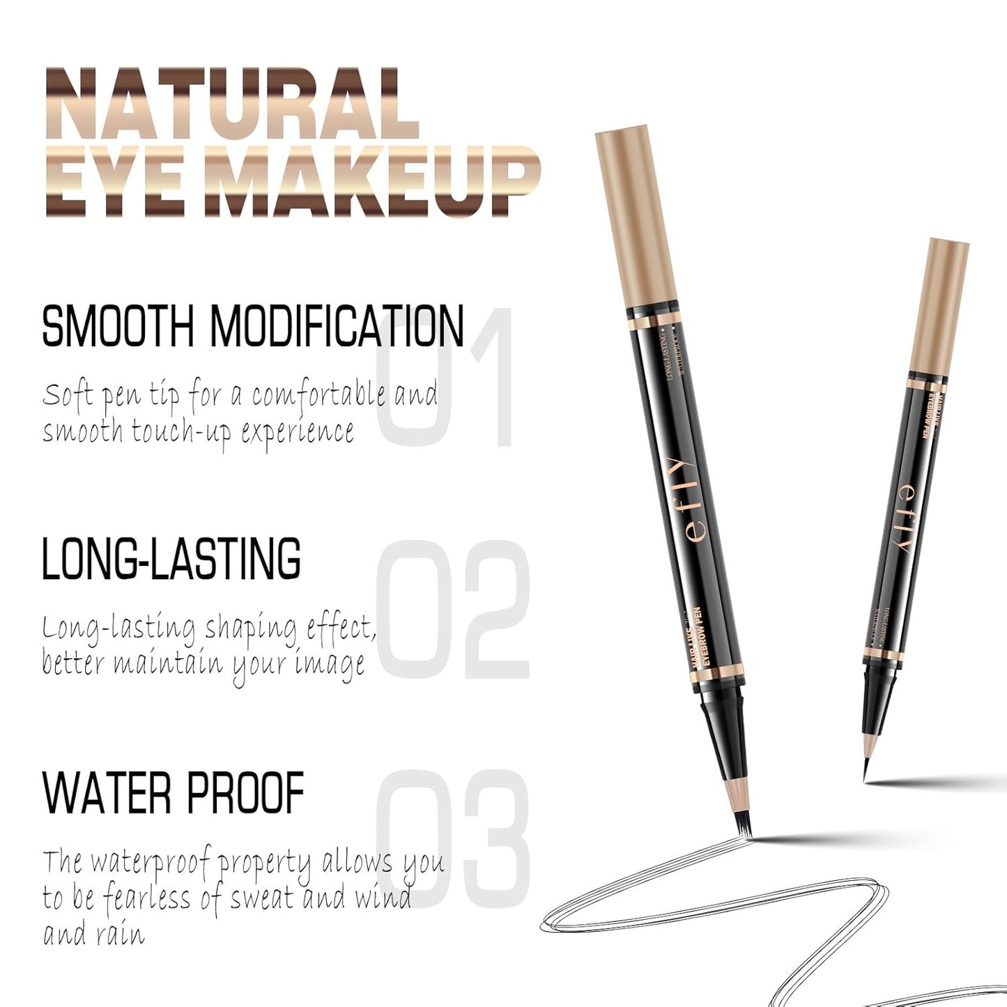Eyebrow Pencils for Women, Microblading Eyebrow Pen Magical 2-in-1 Dual-Ended Brow Pen with 3D & Precise Brush-Tip Create Natural Hair-Like Brows, Last All-Day(Soft Brown)