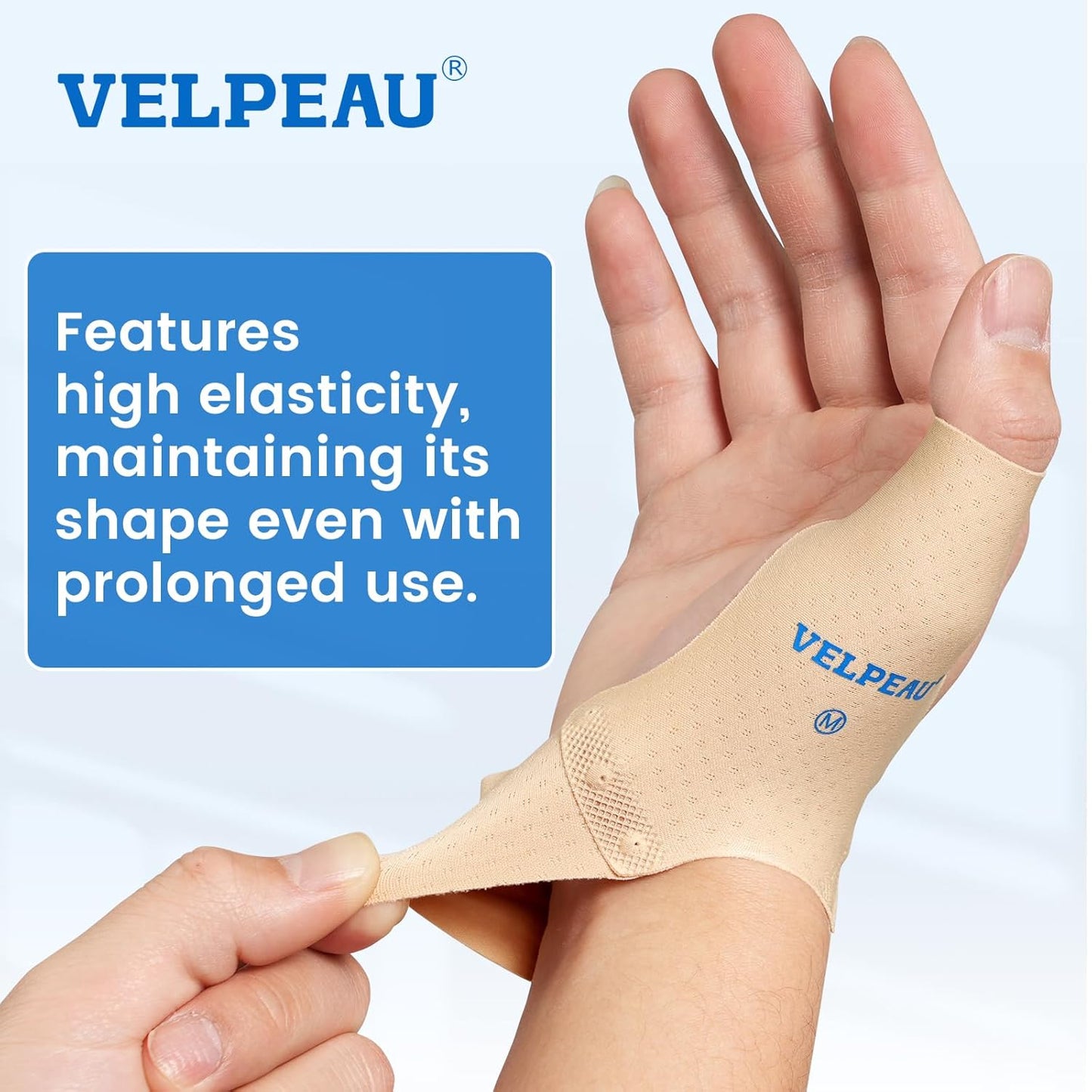 Velpeau Thumb Compression Sleeve for Tendonitis (Pack of 2), Seamless Technology, Gloves Wraps for Arthritis Pain Relief for Women & Men, Splint Liner, Fits Both Hands (Khaki, Short Version, L)