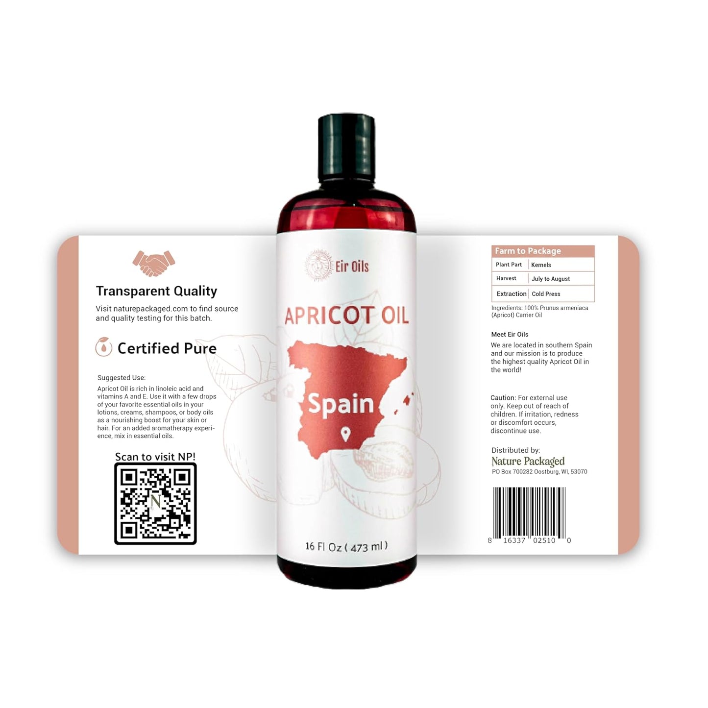 Apricot Kernel Oil - Direct from Spain and Turkey - 100% Pure Carrier Oil for Hair, Face, and Skin - Cold-Pressed Carrier Oils (1 Gallon)
