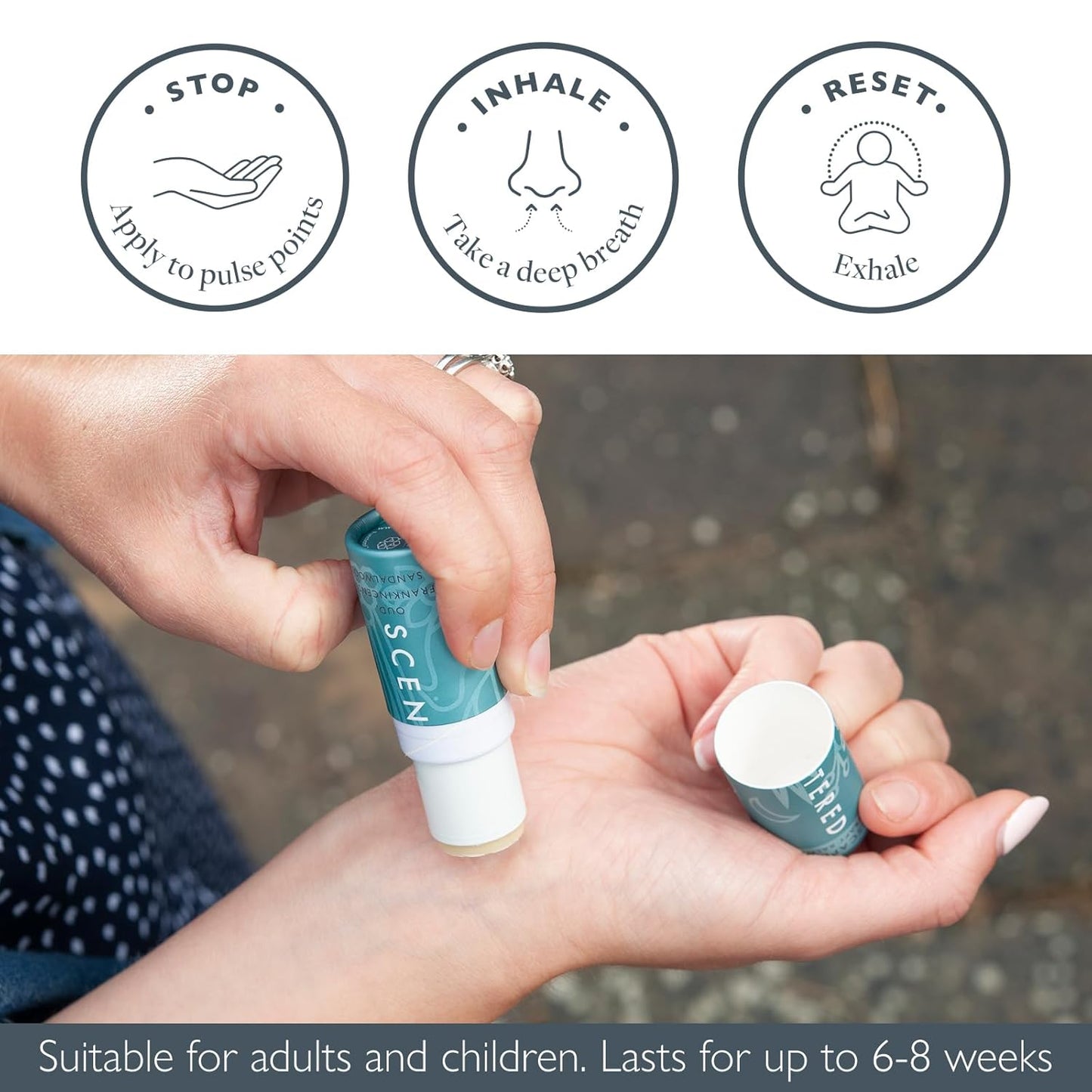 Scentered Aromatherapy Balm Stick - Escape - Natural Calm Essential Oil Roll On - Meditation Aid for Relaxation & Self-Care - 100% Natural: Frankincense, Oud, Sandalwood - Mindfulness Gifts for Women