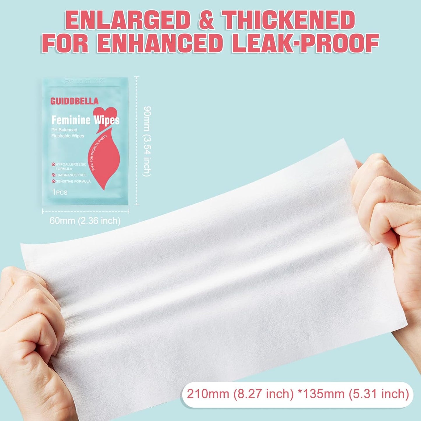 Feminine Wipes for Women - Individually Wrapped Flushable Wipes, PH-Balanced, Alcohol-Free, Unscented, Safe for Sensitive Skin (20 Count)