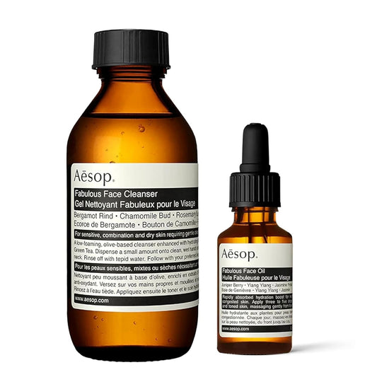 Aesop Fabulous Face Cleanser (3.6oz) + Face Oil (0.8oz) | Foaming Cleanser & Moisturizing Botanical Oil for Sensitive Skin | Amazon Exclusive | Paraben & Cruelty-Free