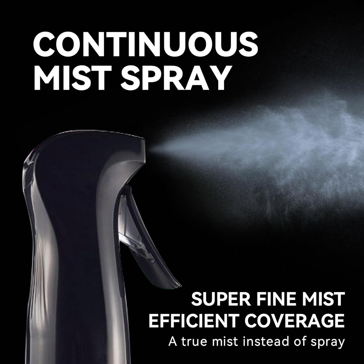 Spray Bottle for Hair (6.8OZ /200ML) Continuous Ultra Fine Mist Sprayer for Hair, Salons, Barber, Plants, Skin Care, Cleaning Black