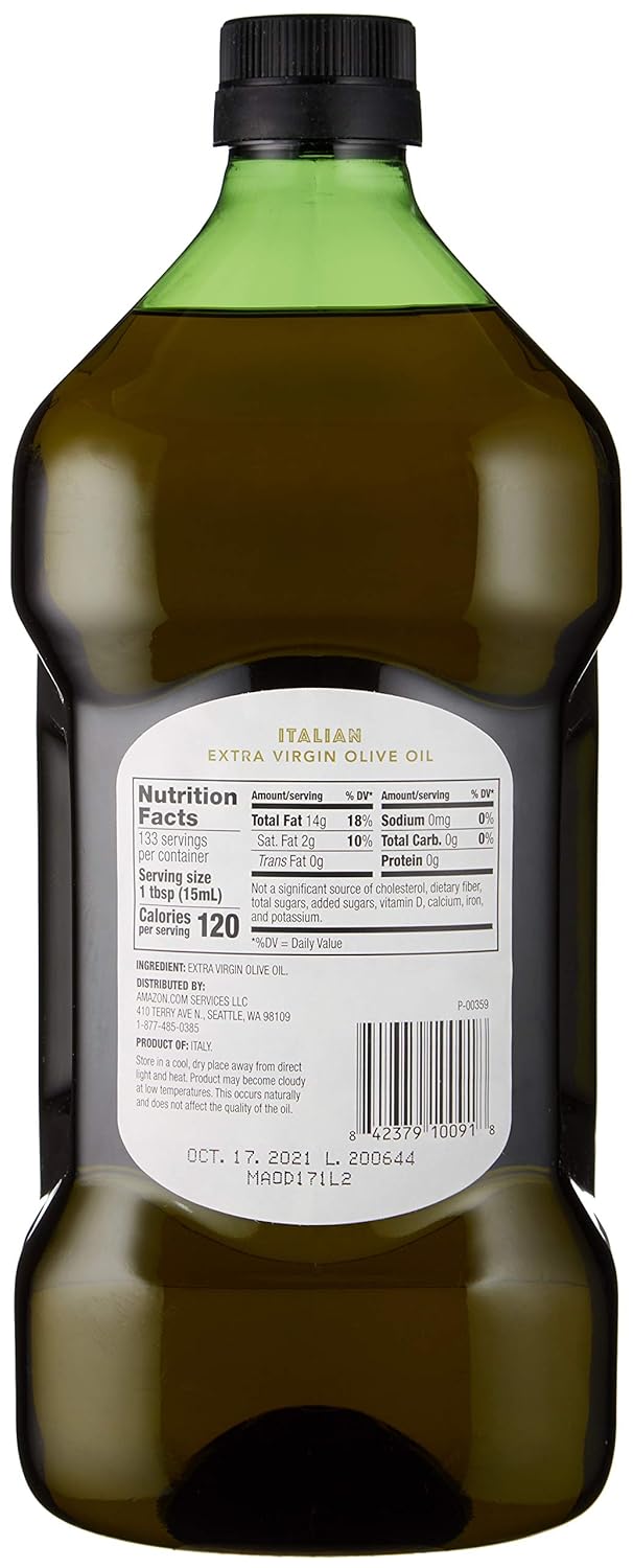 Amazon Fresh, Italian Extra Virgin Olive Oil, 2 Liter