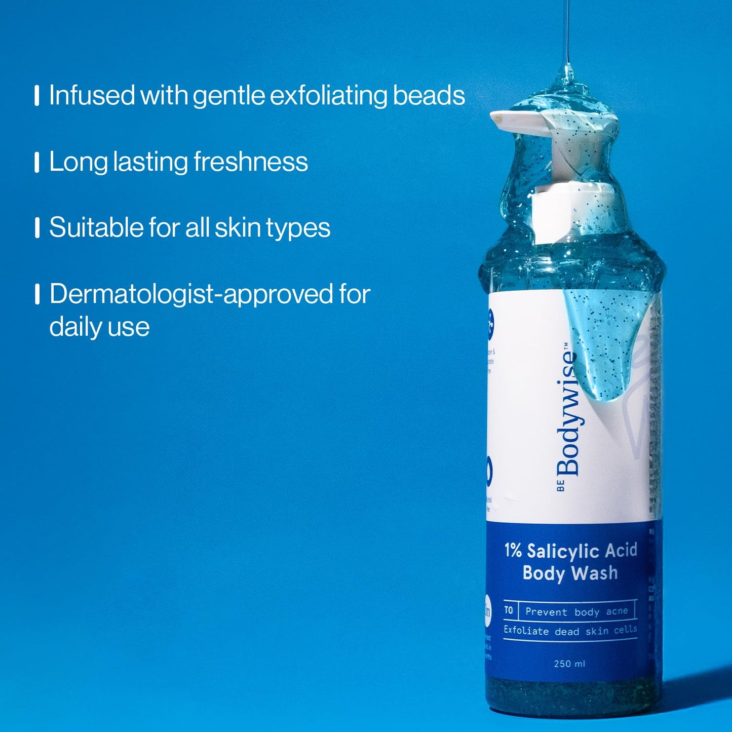 Be Bodywise Body Wash. Prevents Body Acne, Strawberry Skin. Non-Drying, Deep Moisture, Fresh Scent. Paraben Free, Suphate Free. 8.45 Fl Oz