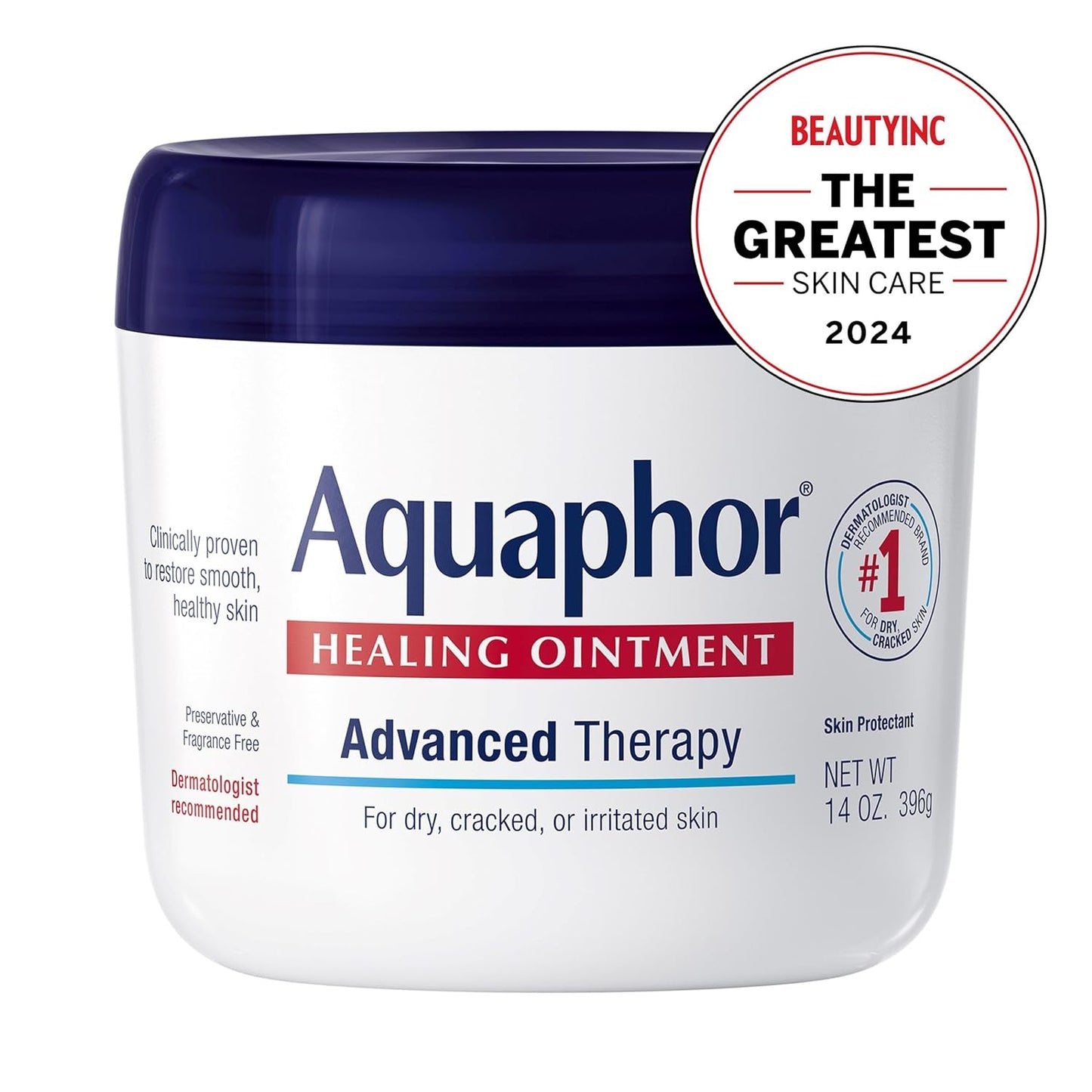 Aquaphor Healing Ointment, Advanced Therapy Skin Protectant, Multi-Purpose Healing Ointment and Body Moisturizer, For Dry, Cracked Skin, Minor Cuts and Burns, 14 Oz Jar