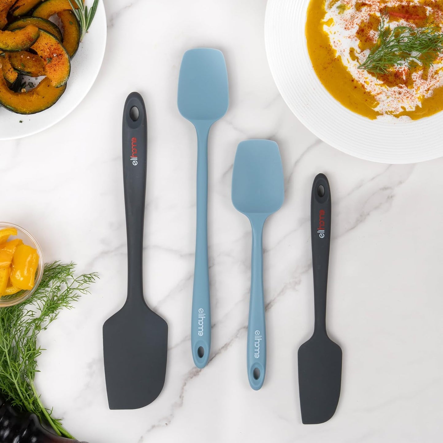Elihome Mini Silicone Spoonula - Non-Stick Heat Resistant Silicone Scraper Spatula for Mixing, Serving, Scraping, Stirring, and More, 8.75 Inch, Slate Teal Grey