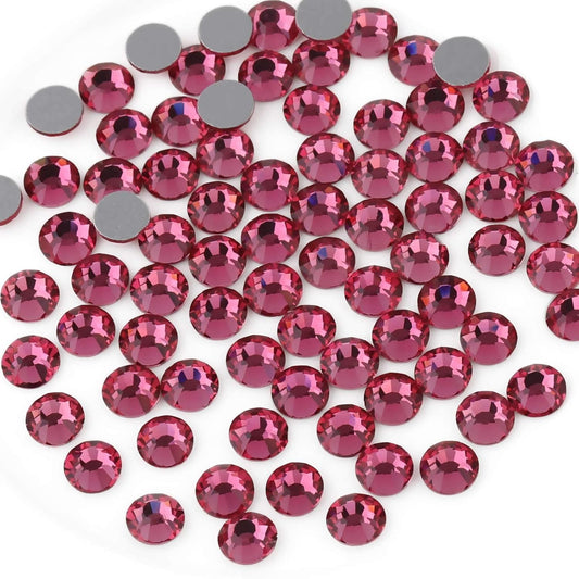 beadsland Flat Back Crystal Rhinestones Round Gems for Nail Art and Craft Glue Fix,Rose (4.6-4.8mm) SS20/1440pcs