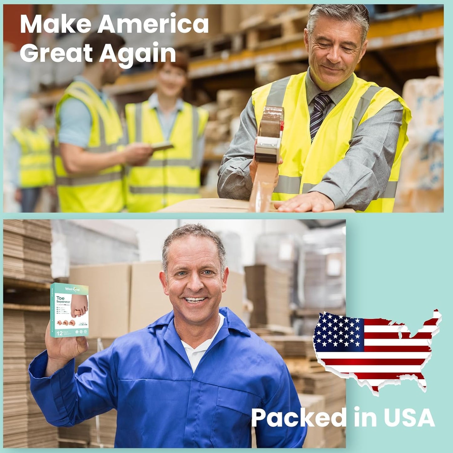 Welnove Toe Separator for Overlapping Toes - 12 PackToe Spacers for Bunions - Toe Corrector for Hammer Toes, Realign Crooked Toes - Preventing Rubbing Relieve Pressure (Multi-Size, Beige)