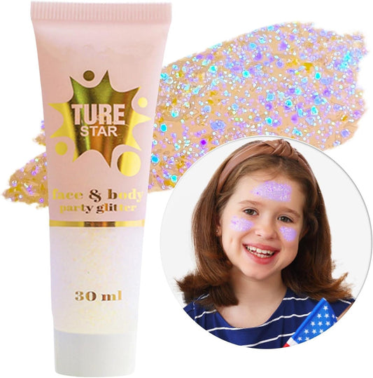 Go Ho Chameleon Light Purple Body Glitter Gel,Color Changing Light Purple Face Glitter,Holographic Fine Chunky Sequins Glitters,Reflective Sparkly Festival Rave Accessories