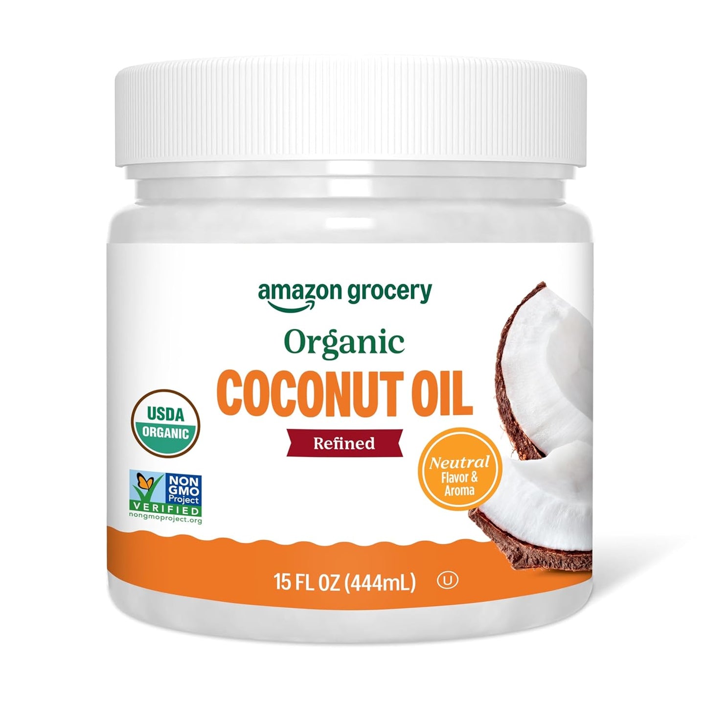 Amazon Grocery, Organic Refined Coconut Oil, 15 Fl Oz (Previously Amazon Fresh, Packaging May Vary)