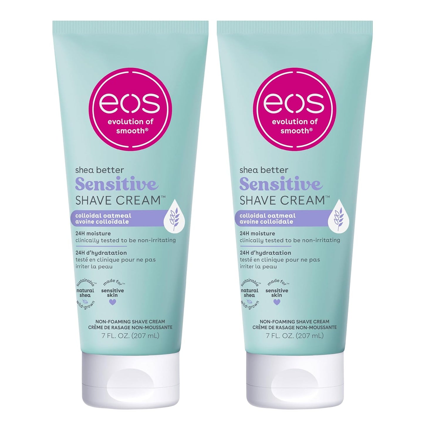 eos Shea Better Sensitive Skin Women's Shave Cream- Fragrance-Free, 2-pack of 7 oz containers